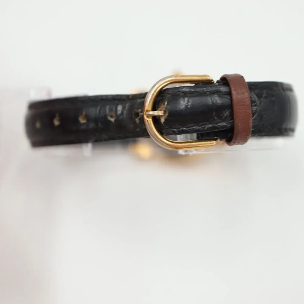 Vintage 1992 Guess Watch 25mm Gold Tone Black Leather Strap with New Battery